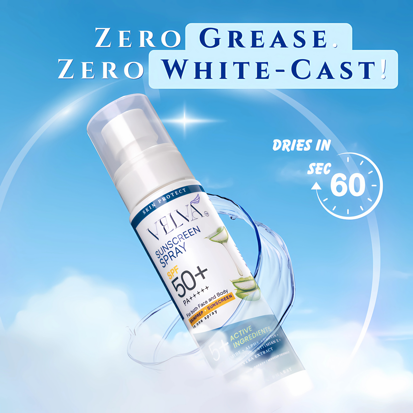 Velva Sunscreen Spray SPF 50 for Lightweight Sun Protection