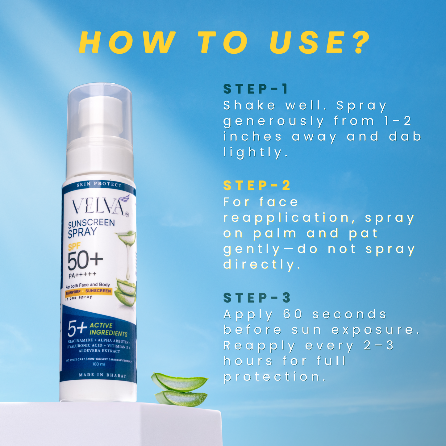 Velva Sunscreen Spray SPF 50 for Lightweight Sun Protection
