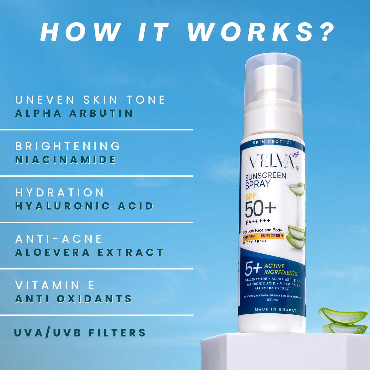 Velva Sunscreen Spray SPF 50 for Lightweight Sun Protection